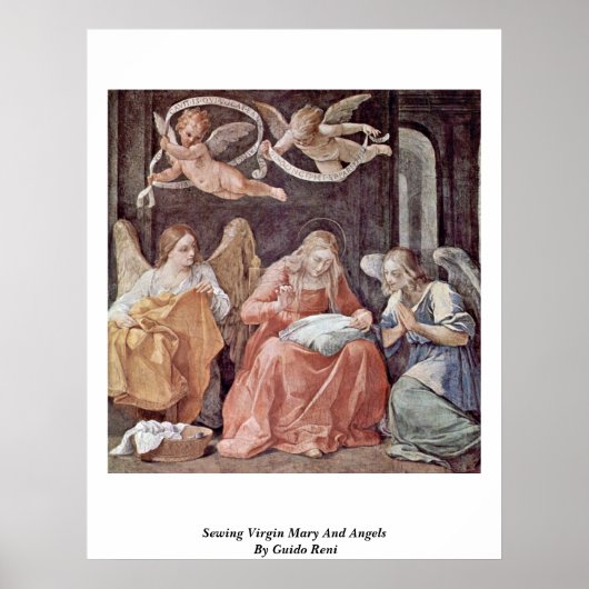 Sewing Virgin Mary And Angels By Guido Reni ポスター (正面)