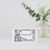 sewist fabric business card FabricatedFrames.com 名刺 (スタンド正面)