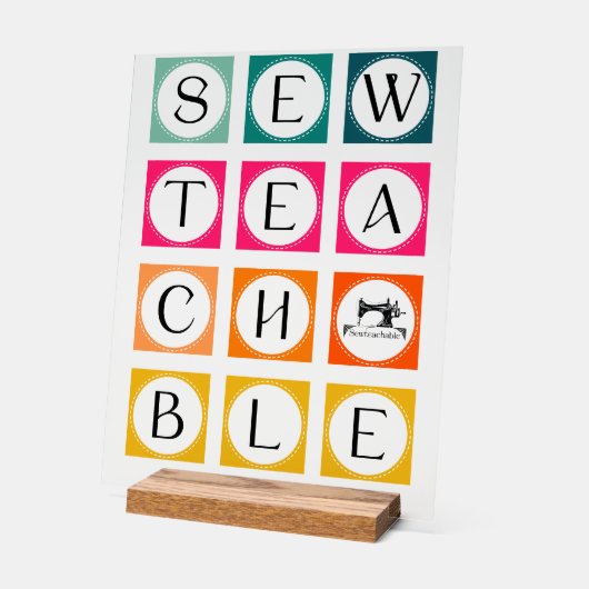 Sewteachable カラフルスクエア アクリルサイン (傾斜)