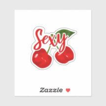 「sexy」と書かれたチェリーステッカー