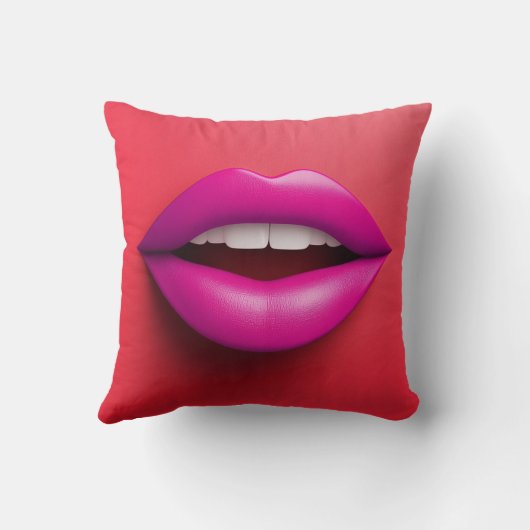 Sexy purple lips on red background クッション (裏面)