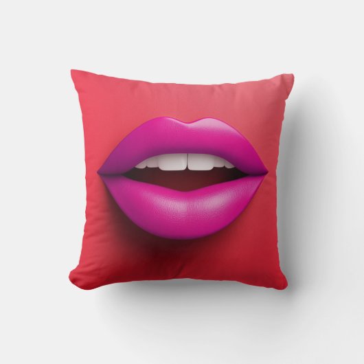 Sexy purple lips on red background クッション (正面)