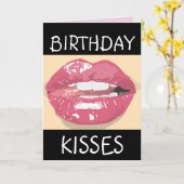 SEXY ROMANTIC LIPS BIRTHDAY Greeting Card HUSBAND カード (黄色い花)