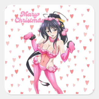 Sexy Santa Marry Cristmas Pink Heart Anime Diva スクエアシール