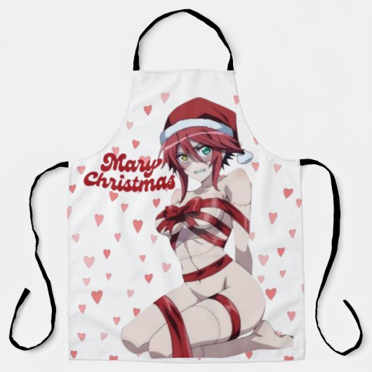 Sexy Santa Marry Cristmas Wrapped Anime Girl エプロン (正面)