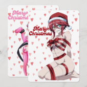 Sexy Santa Marry Cristmas Wrapped Anime Girl 招待状 (正面/裏面)