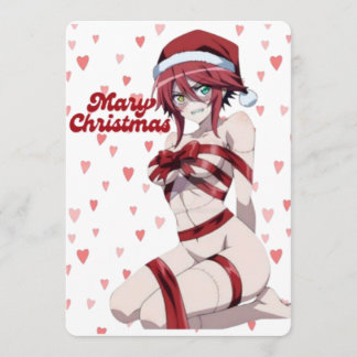 Sexy Santa Marry Cristmas Wrapped Anime Girl 招待状
