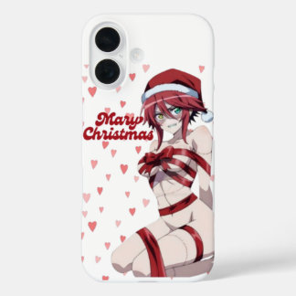 Sexy Santa Marry Cristmas Wrapped Anime Girl iPhone 16ケース