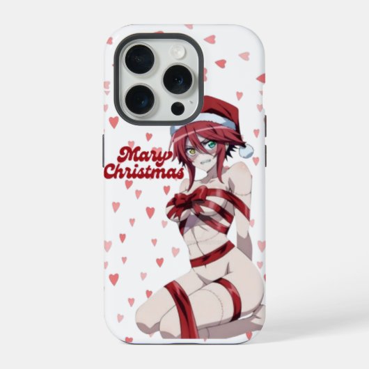 Sexy Santa Marry Cristmas Wrapped Anime Girl iPhoneケース (裏面)