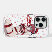 Sexy Santa Marry Cristmas Wrapped Anime Girl iPhoneケース (裏面横)