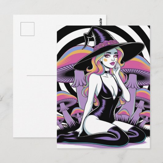 Sexy Witch and Mushrooms ポストカード (正面/裏面)