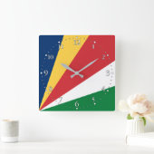 Seychelles Flag スクエア壁時計 (ホーム)