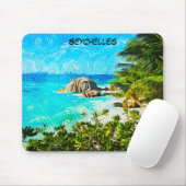 Seychelles Tropical Oil Painting – Vibrant Island  マウスパッド (マウス)