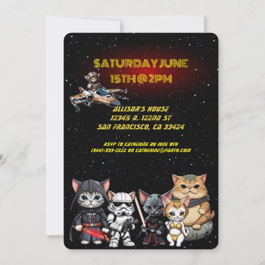 SFおもしろいキティ猫カスタム招待状 招待状 (裏面)