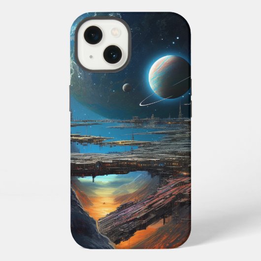 SFの未来的な宇宙都市 iPhoneケース (裏面)