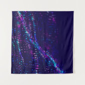 SFの背景。多くの粒子を持つデジタル波 タペストリー (正面(横))