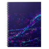 SFの背景。多くの粒子を持つデジタル波 ノートブック (正面)