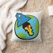 SFアニメのロケットと惑星 クッション (ブランケット)