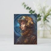 SFアートパイロット女性未来的 ポストカード (スタンド正面)