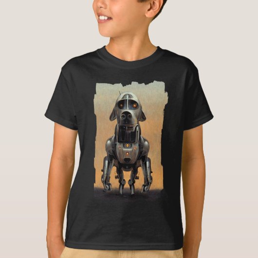 SFアート |ロボット犬ポートレート Tシャツ (正面)