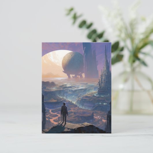 SFエイリアンシティ風景Sci Fi ポストカード (スタンド正面)