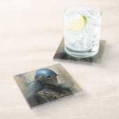 SFエイリアンヘルメットをかぶったマスク ガラスコースター (アングル)