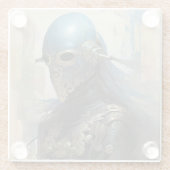 SFエイリアンヘルメットをかぶったマスク ガラスコースター (裏面)