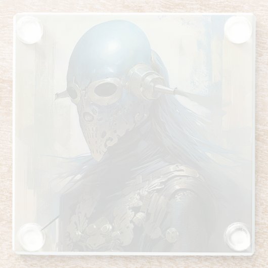 SFエイリアンヘルメットをかぶったマスク ガラスコースター (裏面)