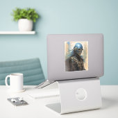 SFエイリアンヘルメットをかぶったマスク シール (デスク上のノートパソコン)