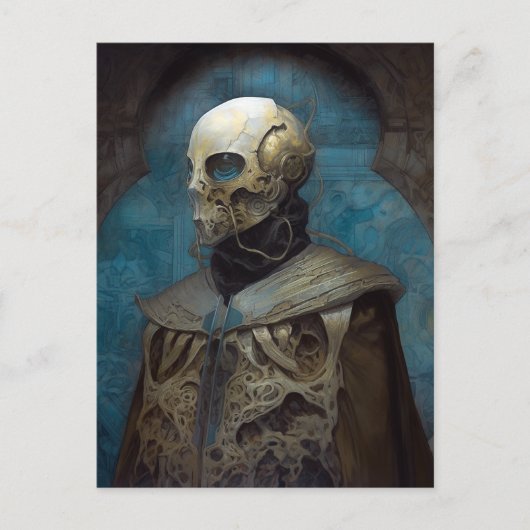 SFエイリアンヘルメットをかぶったマスク ポストカード (正面)