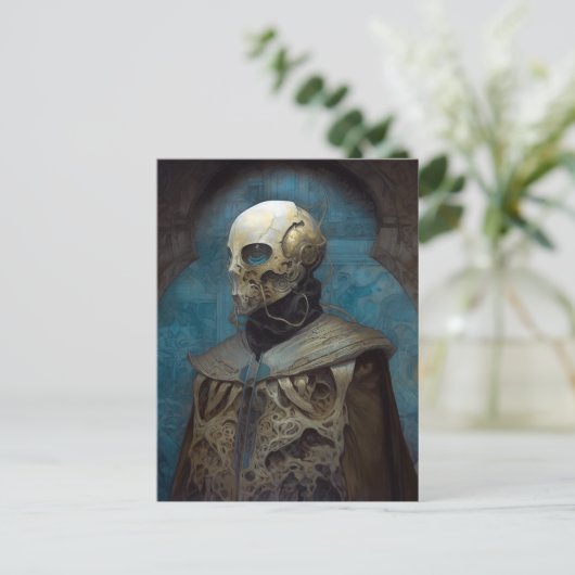 SFエイリアンヘルメットをかぶったマスク ポストカード (スタンド正面)