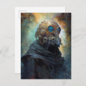 SFエイリアンヘルメットをかぶったマスク ポストカード (正面/裏面)