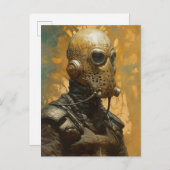 SFエイリアンヘルメットをかぶったマスク ポストカード (正面/裏面)