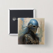 SFエイリアンヘルメットをかぶったマスク 缶バッジ (正面&裏面)