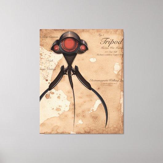 SFエイリアン三脚攻撃！ キャンバスプリント (正面)