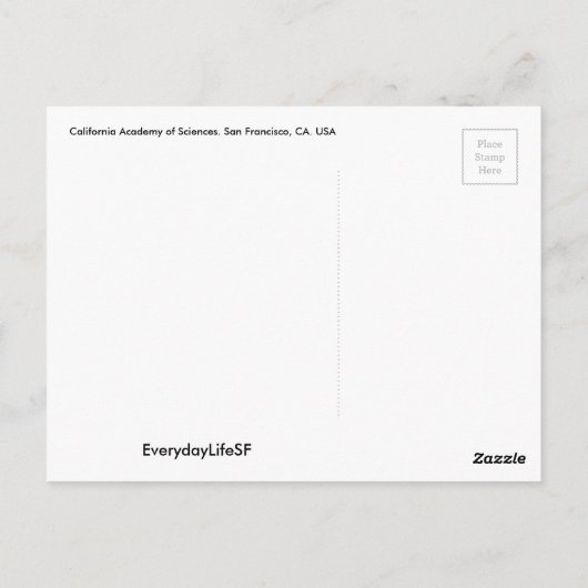 SFカリフォルニア科学アカデミーのはがき ポストカード (裏面)