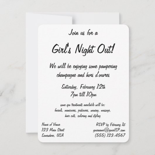 SFガールズナイトアウトバチェロレッテ 招待状 (裏面)