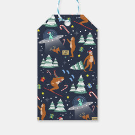 SFクリスマス |ビッグ足、エイリアン、トナカイ ギフトタグ
