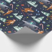 SFクリスマス |ビッグ足、エイリアン、トナカイ ラッピングペーパー (角)