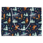 SFクリスマス |ビッグ足、エイリアン、トナカイ ラージペーパーバッグ (裏面)