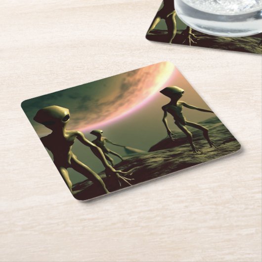 SFグレーエイリアン2 スクエアペーパーコースター (アングル)