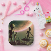 SFグレーエイリアン2 ペーパープレート (パーティー)