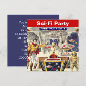 SFパーティーのテーマ招待状 ロボット宇宙旅行 招待状 (正面/裏面)