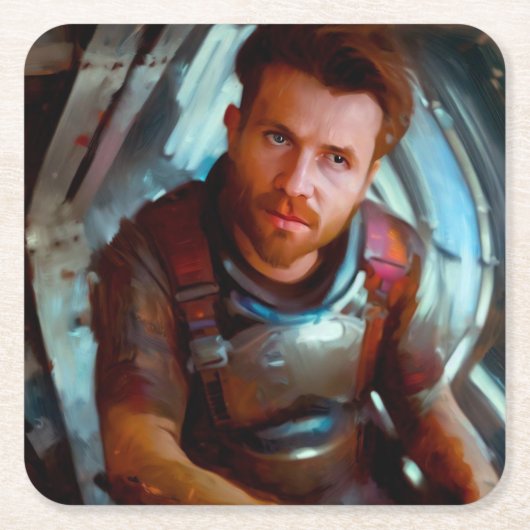 SFヒーロー宇宙船に乗る4 スクエアペーパーコースター (正面)