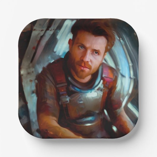 SFヒーロー宇宙船に乗る4 ペーパープレート (正面)