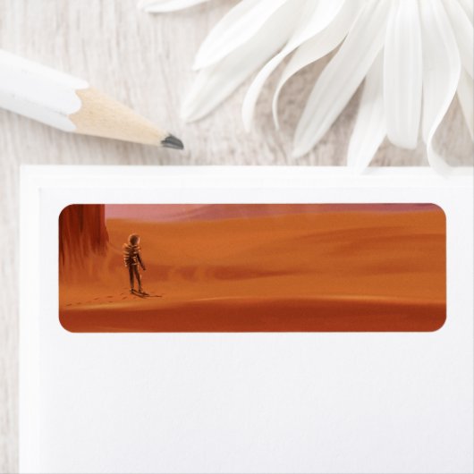 SFヴィンテージ火星バケーションイラストレーション ラベル (インサイチュ)