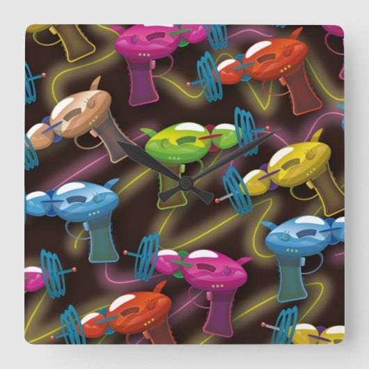 SF光線銃 スクエア壁時計 (正面)