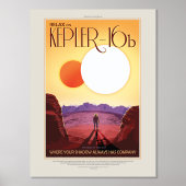 SF旅行広告、惑星ケプラー16b 箔ポスター (正面)