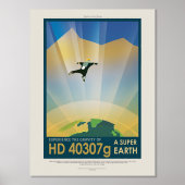 SF旅行広告、惑星HD 40307g 箔ポスター (正面)