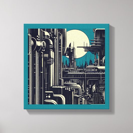 SF未来的都市浮世絵 2 キャンバスプリント (正面)
